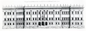 Terzo progetto per il Palais du Louvre, Parigi: Elevazione della facciata est e ingresso principale al palazzo dal lato di Saint Germain, 1665